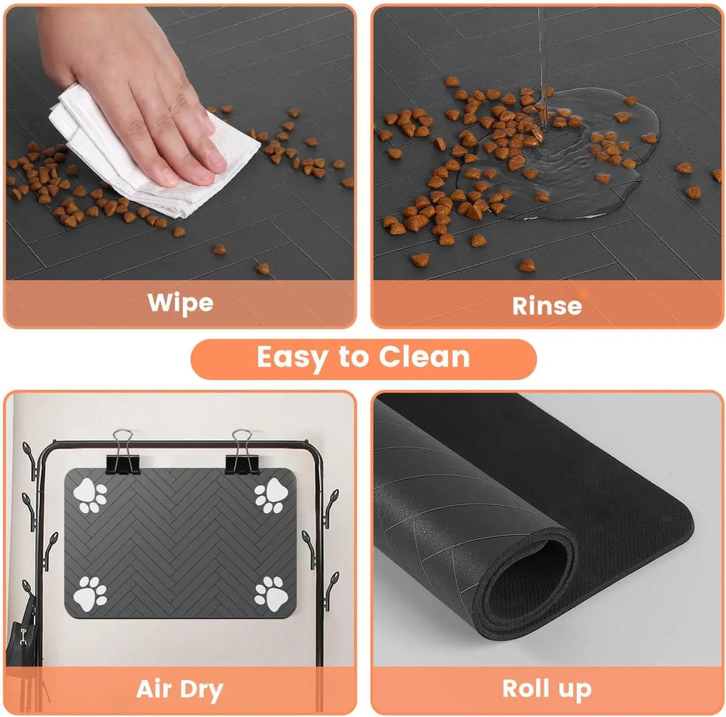 Dog Cat Food Mat - Pet Water Bowl Mats - Feeding Mat for Cat Dog Bowls - Pet Placemat Absorbent Quick Dry Non-Slip
