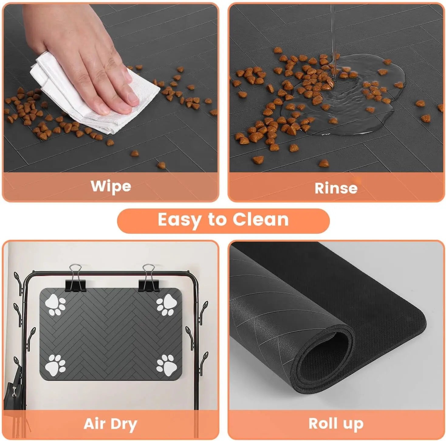 Dog Cat Food Mat - Pet Water Bowl Mats - Feeding Mat for Cat Dog Bowls - Pet Placemat Absorbent Quick Dry Non-Slip