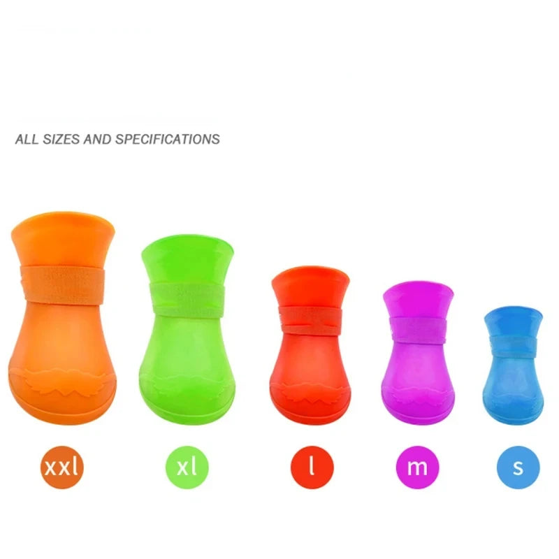 4Pcs Pet WaterProof Rainshoe Anti-slip Rubber Boot For Small Medium Large Dogs Cats Outdoor Shoe Dog Ankle Boots Pet Accessories
