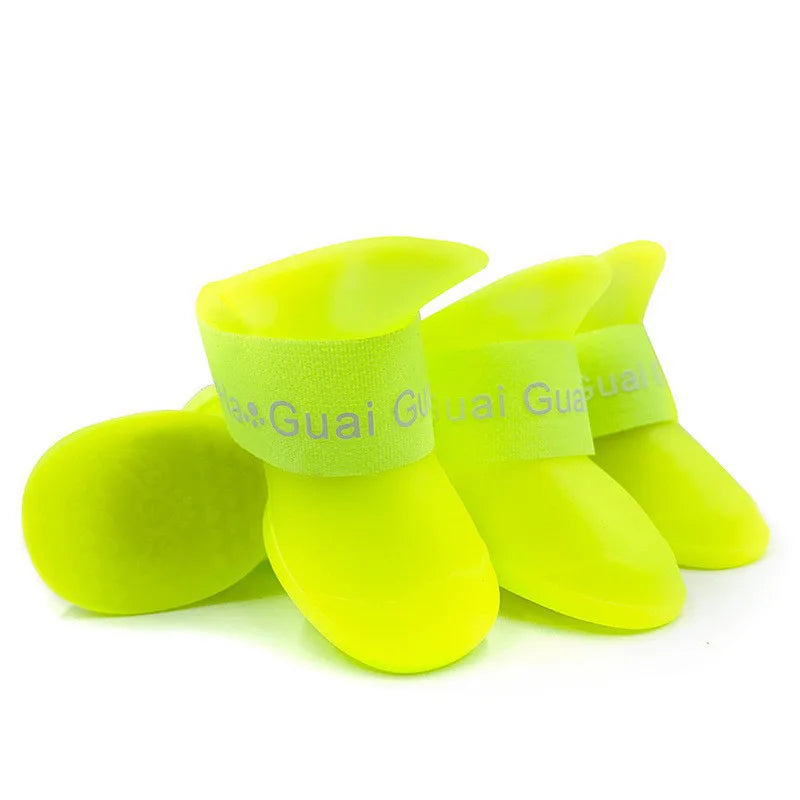 4Pcs Pet WaterProof Rainshoe Anti-slip Rubber Boot For Small Medium Large Dogs Cats Outdoor Shoe Dog Ankle Boots Pet Accessories