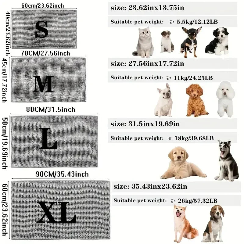 Dog Doormats for Muddy Paws Absorbent Non-slip Washable Mat Anti-slip Quick-drying Microfiber Mud Mat Pet Accessories
