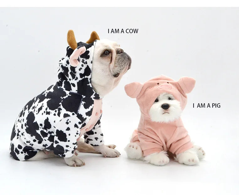 Dog Clothes for Small Medium Dogs Cow Pig Styling Outfit for French Bulldog Pet Puppy Clothing Funny Halloween Xams Dog Costume