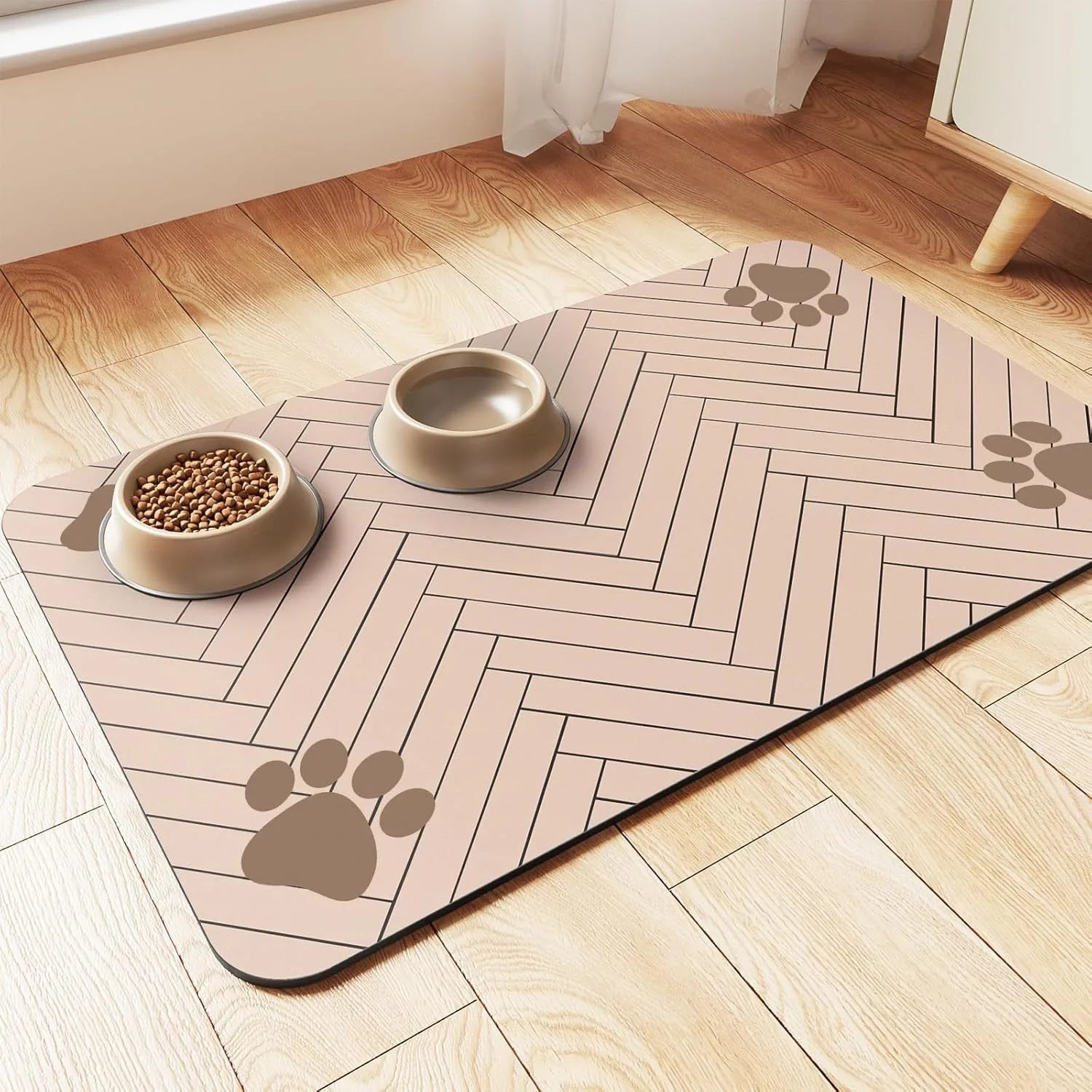 Dog Cat Food Mat - Pet Water Bowl Mats - Feeding Mat for Cat Dog Bowls - Pet Placemat Absorbent Quick Dry Non-Slip