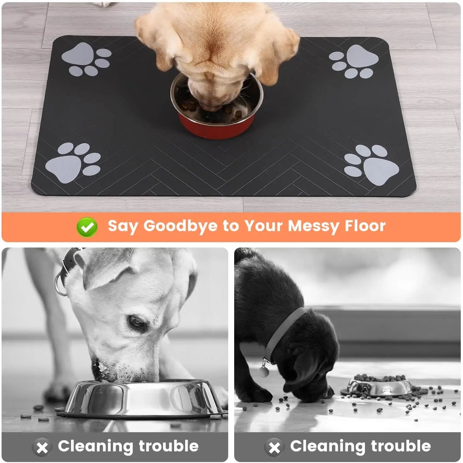 Dog Cat Food Mat - Pet Water Bowl Mats - Feeding Mat for Cat Dog Bowls - Pet Placemat Absorbent Quick Dry Non-Slip