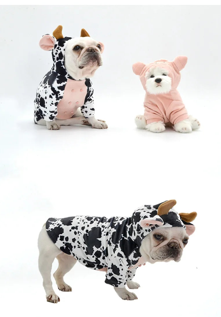 Dog Clothes for Small Medium Dogs Cow Pig Styling Outfit for French Bulldog Pet Puppy Clothing Funny Halloween Xams Dog Costume