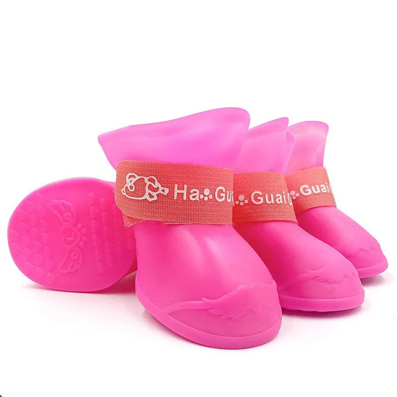 4Pcs Pet WaterProof Rainshoe Anti-slip Rubber Boot For Small Medium Large Dogs Cats Outdoor Shoe Dog Ankle Boots Pet Accessories