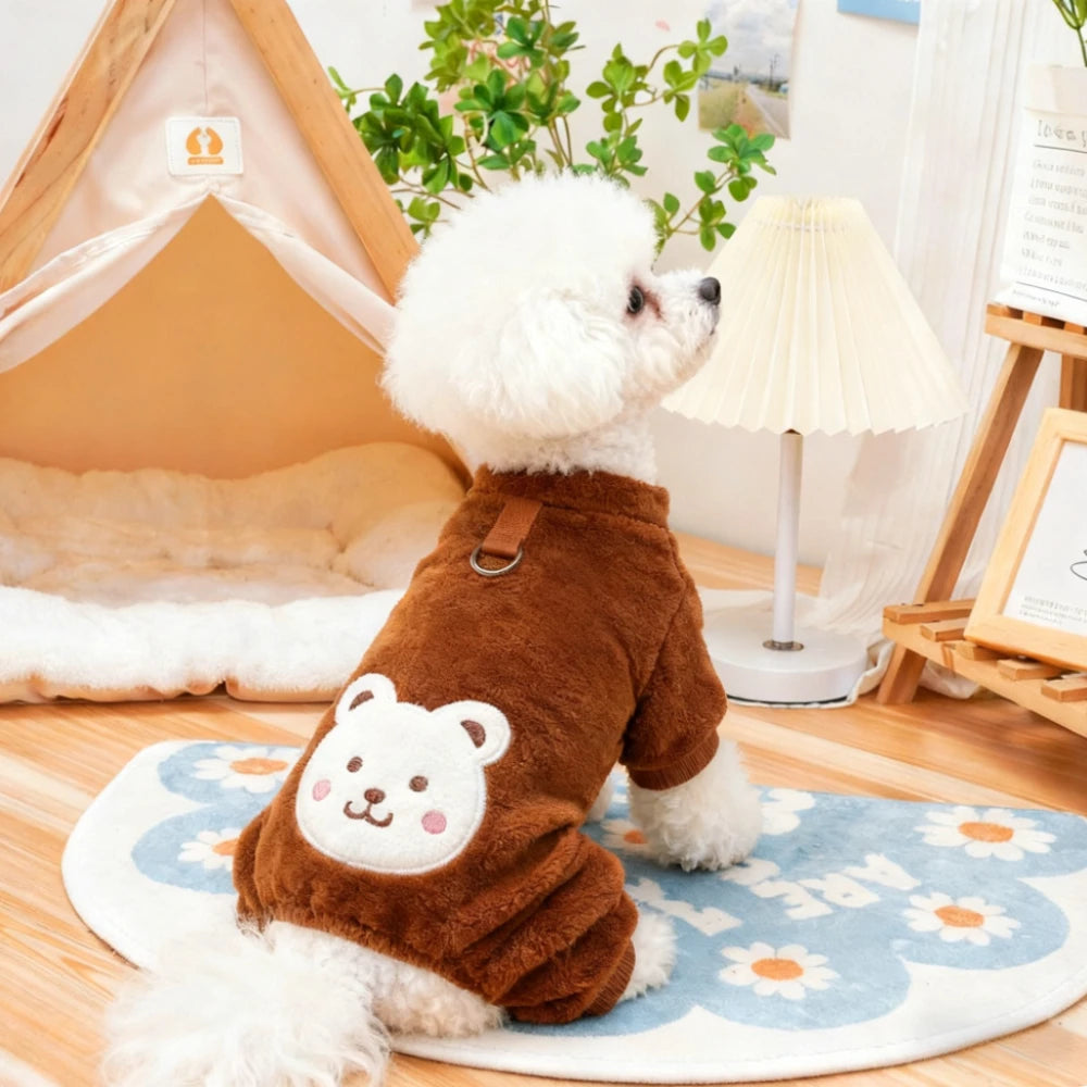 Autumn Winter Pet Dog Soft Fleece Clothes Warm Jumpsuit Coat for Small Medium Large Dog Cat Puppy Jacket Sweater with Leash Ring